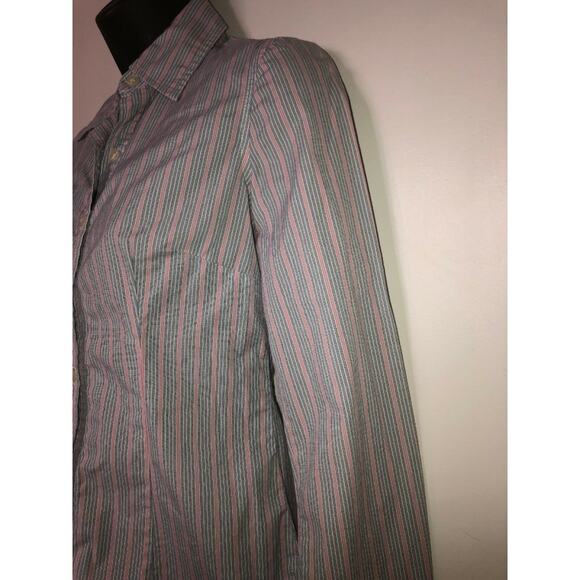 Banana Republic XS Soft Wash Shirt Blue Pink Striped Button Down - Picture 5 of 8